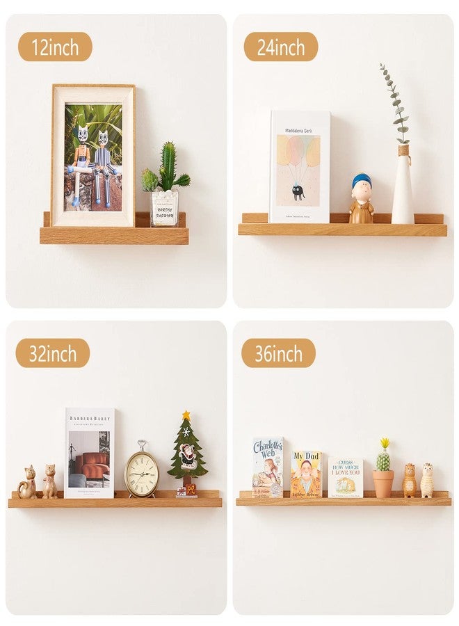 TRWISWDC Natural Oak Wood Wall Shelves - Floating Shelf, 12 Inch (Upgrade Width 6"), Display Picture Ledge Shelf for Bedroom, Living Room, Bathroom, Office, Kitchen Wall Storage - Image 2